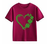 Blusas Navidad Short Sleeved T Shirt St Day Middle and Large Children's Retro Personality 2D Printing Children's Holgado Short Sleeved Camisa 152, Vino, 6-7 años