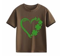 Blusas Navidad Short Sleeved T Shirt St Day Middle and Large Children's Retro Personality 2D Printing Children's Holgado Short Sleeved Camisa 152, marrón, 3-4 años