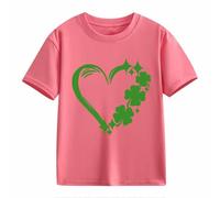 Blusas Navidad Short Sleeved T Shirt St Day Middle and Large Children's Retro Personality 2D Printing Children's Holgado Short Sleeved Camisa 152, Rosa., 3-4 años