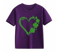 Blusas Navidad Short Sleeved T Shirt St Day Middle and Large Children's Retro Personality 2D Printing Children's Holgado Short Sleeved Camisa 152, morado, 4-5 años