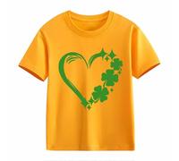 Blusas Navidad Short Sleeved T Shirt St Day Middle and Large Children's Retro Personality 2D Printing Children's Holgado Short Sleeved Camisa 152, amarillo, 12-13 años