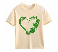 Blusas Navidad Short Sleeved T Shirt St Day Middle and Large Children's Retro Personality 2D Printing Children's Holgado Short Sleeved Camisa 152, beige, 2-3 años