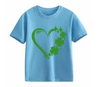Blusas Navidad Short Sleeved T Shirt St Day Middle and Large Children's Retro Personality 2D Printing Children's Holgado Short Sleeved Camisa 152, azul claro, 3-4 años