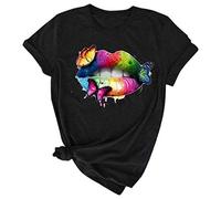 Blusas para mujer, manga corta para mujer, cuello en O, casual, blusa de jersey, blusas, blusas y tops (negro M)