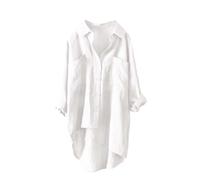 Blusas y blusas para mujer, algodón, lino, blusa, para mujer, verano, fluido, holgado, largo, camiseta, color puro, con bolsillos, transpirable, ligero, blusas básicas para una comodidad diaria