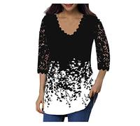 Blusas y blusas para mujer Blusa túnica camisa lino mujer deporte camiseta verano manga larga color sólido camiseta casual transpirable casual gran tamaño, B-le negro, L