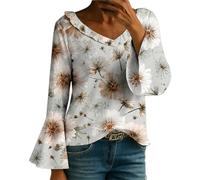 Blusas y blusas para mujer, estilo casual, estilo bohemio, cuello en V, manga con volantes, blusas tipo túnica, para verano, para salir, ligeras, cómodas, para mujer, Reino Unido, Za1-azul2, 3XL