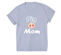 Blusas y Tops, Las Mujeres De Manga Corta Cerdo Mamá Impreso Suelto Camiseta Blusa Top Blusas Para Mujer Elegante (Gris XL)