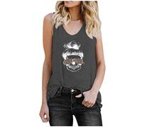 Blusas y Tops, Moda de las Mujeres Casual Cráneo Leopardo Impresión de Manga Corta O-Cuello Tank Tops, Blusas para Mujer Elegante (Gris Oscuro M)