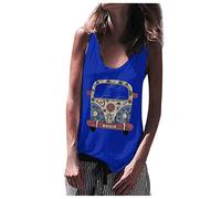 Blusas y Tops, Mujeres Verano Impreso Chaleco Sin Mangas Blusa Casual Suelta Tops Camiseta Tank, Blusas para Mujer Elegante (Azul M)