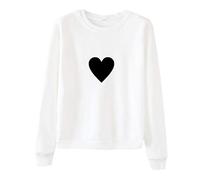 Blusas y Tops, Unisex Hombres Mujeres Casual Manga Larga O-Cuello Corazón Impreso Sudadera Pullover, Blusas para Mujer Elegante (Blanco 3XL)
