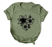 blusas y túnicas para mujer mujer estampado casual manga corta cuello redondo suelto blusa tops camisa blanca, verde, XXL