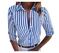 Bluse Top für Frauen O-Ausschnitt Street gelegentliche Modebluse, Azul, L