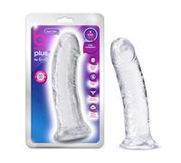 Blush Novelties B Yours Plus Roar n Ride - Consolador suave y transparente realista de 8 pulgadas - Potente base de ventosa para jugar con manos libres - Compatible con correa de arnés
