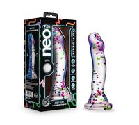 Blush Novelties Consolador de silicona Neo Elite Purio™ que brilla en la oscuridad - Consolador transparente de 7,5 pulgadas con confeti divertid - Curvas pensadas para el placer del punto G y punto P
