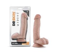 Blush Novelties Dr. Skin Consolador realista de 7 pulgadas de largo y 1,5 pulgadas de grosor con base de ventosa y bolas Consolador realista Suave sensación real Consolador de juguete sexual femenino