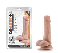 Blush Novelties Dr Skin Plus Consolador suave y posable de 6.0 in - Ventosa O Ring Correa en arnés compatible - Consolador pequeño realista juguete sexual para mujeres, hombres parejas - Vainilla