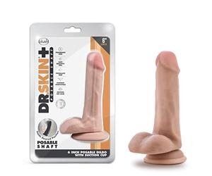 Blush Novelties Dr Skin Plus Consolador suave y posable de 6.0 in - Ventosa O Ring Correa en arnés compatible - Consolador pequeño realista juguete sexual para mujeres, hombres parejas - Vainilla