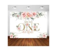 Blush Pink Floral 1st Birthday Party Backdrop for Girl Miss Onederful Party Photography Background Baby Girl's First Birthday Party Photoshoot Decorat