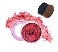 Blush Powder - Rose Petal For Glow | 10ml 3D Rose Petal Design Buildable Color With Face Enhancing Makeup Color & Aesthetic Floral Embossing For Traveling, Home, Outdoor, School And Routi