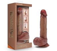 Blush Renaissance Raphael - Consolador deslizante de prepucio con bolas exprimibles color carne bronceada de 9.5 pulgadas