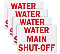 Blushtier 4 letreros de apagado principal de agua de 10 x 14 pulgadas, letrero de agua de aluminio, uso en interiores y exteriores, aviso de advertencia de precaución de seguridad