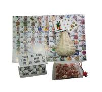 BLUSUPERSHOP Bombola iin sobre tradicional napolitana + 48 carpetas + cesta de mimbre 1 serie de números madera + tarjetas escoba briscola solitario bingo Navidad para adultos