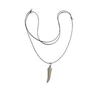 BLUSUPERSHOP Collar ajustable 80-42 cm con diente blanco falso león tigre leona leopardo jaguar pantera negra felinos de cuerno hueso alto 4 cm A1 TAU TAO étnico tribal Made in Italy