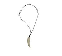 BLUSUPERSHOP Collar ajustable 80-42 cm con diente blanco falso león tigre leona leopardo jaguar pantera negra felinos de resina alto 4 cm A1 TAU TAO étnica tribal Made in Italy