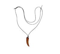 BLUSUPERSHOP Collar ajustable 80-42 cm con diente falso color tortuga, león tigre leona leopardo jaguar pantera felinos de resina alto 4 cm A1 TAU TAO étnico tribal Made in Italy