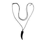 BLUSUPERSHOP Collar ajustable 80-42 cm con diente negro falso león tigre leona leopardo jaguar pantera negra felinos de resina alto 4 cm A1 TAU TAO étnico tribal Made in Italy