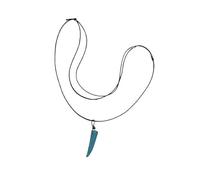 BLUSUPERSHOP Collar ajustable 80-42 cm con diente turquesa venado falso león tigre leona leopardo jaguar pantera negra felinos de cuerno hueso alto 4 cm A1 TAU TAO étnico tribalal Made in Italy