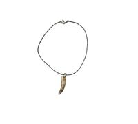 BLUSUPERSHOP Collar ajustable cuerda 45 50 cm con diente resina león tigre leopardo 4 cm exótico medida en foto A7 TAU TAO étnico tribal Made in Italy regalo para amantes animales