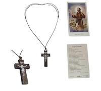 BLUSUPERSHOP Collar de cuerda ajustable 80-42 cm cruz madera 4 x 2,5 cm Tao jesus TAU a5 de San Francisco colgante rosario María Virgen Religioso protege mi mío ajustable con San Francisco para