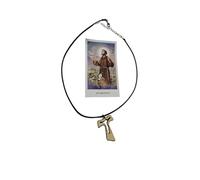 BLUSUPERSHOP Collar de cuerda ajustable de 45 - 50 cm, cruz de madera de 4,3 x 3 cm, Tao TAU perforado A1 de San Francisco, colgante rosario María, Virgen religioso, protector ajustable con San