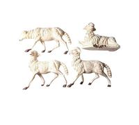 BLUSUPERSHOP Recibe 4 ovejas de 11 x 8,5 cm de plástico de calidad para pastores de 20 cm para Belén San Gregorio Armenio + 1 llavero Sheperds Crib