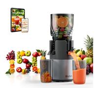 Blutan B Megajuicy - Exprimidor lento XL de 150 mm para frutas y verduras, con marcha atrás, libre de BPA, fácil de limpiar, incluye cepillo y 2 recipientes (550 ml, 450 ml), 300 W, para zumo y