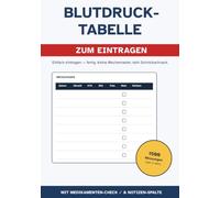 Blutdruck-Tabelle zum Eintragen: Das einfache Blutdruck-Tagebuch im A5-Format - 1500 Messungen mit Datum, Uhrzeit, Puls, Medikamenten-Check und Notizen-Spalte - für über 2 Jahre