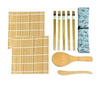 BluVast Kit para Hacer Sushi, 10 Piezas Herramienta para Hacer Sushi de Bambú, 2 Esterillas para Sushi,5 pares de Palillos,Pala de arroz,Separador de arroz,Bolsa de almacenamiento