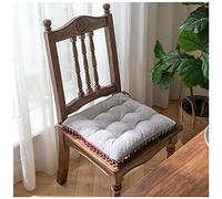 BLuVLy Cojines cuadrados grises con lazos para silla - Juego de 4, almohadillas gruesas y suaves para sillas de comedor, cocina o sillas de oficina - Tamaño 16.0 x 16.0 in