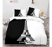 BluvLy Funda Nordica Cama 150 Juvenil Microfibra Cómodo Y Duradero Paris Torre Eiffel Funda Nordica Infantil 220 X 240 Cm + 2 Fundas De Almohada 40X75