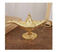 BLUVLY Lámpara Mágica De Aladdin De Oro Grande De 34cm, Lámpara De Los Deseos De Metal, Olla De Aceite De Té For El Hogar Vintage, Lámpara De Los Deseos del Genio De Aladdin, Adornos For El Hogar
