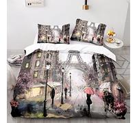 BluvLy Microfibra Funda De Edredón Paris Torre Eiffel Cómodo Y Duradero 220X240Cm Fundas Nordicas para Cama De 150 + 2 Fundas De Almohada 40X75
