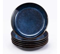 Bluweet Juego de platos llanos para 6 personas, vajilla pequeña de gres, 6 piezas, juego de platos, platos llanos, resistentes a los arañazos, platos aptos para lavavajillas, plato llano, superficie