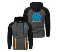 Bluxir Sudadera con capucha y cremallera hombre Para P.D.Marseille, Mis.to algodón suave, Ideal para senderismo, camping y viajes, Larga(Dark Grey,M)