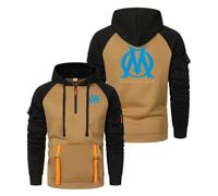 Bluxir Sudadera con capucha y cremallera hombre Para P.D.Marseille, Mis.to algodón suave, Ideal para senderismo, camping y viajes, Larga(Khaki,XL)