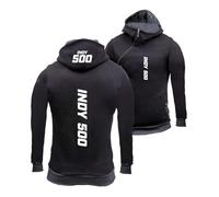 Bluxir Sudadera cremallera hombre Para In.di.an.ap.ol.is 500, No se deforma al lavar, gimnasio y actividades aire libre, Kapuze(Black,M)