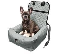 BLUZELLE Asiento Coche para Perros - Funda Lavable e Cojín, Gris | Para Pequeños & Medianos, Impermeable & Fácil De Limpiar, Seguridad & Sujeción