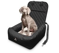 BLUZELLE Asiento Coche Perro & Cama 2-en-1, Trasero & Delantero, Negro | Oxford 600D repelente al agua, Cojín reversible de peluche, 2 correas de sujeción, Correa de seguridad incluida, Hasta 12 kg