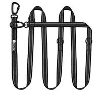 BLUZELLE Correa Perro 3m Ajustable, Doble & Manos Libres, 10-100 kg, Negro | Mosquetón de seguridad Turn-Secure, Asa engomada antideslizante, Bandolera manos libres, Desde 10 kg